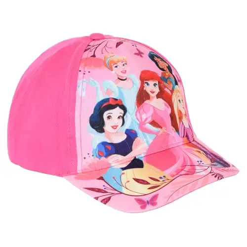 CARTOON Cappello con Visiera Principesse Disney Berretto Fucsia Estivo per Bambini Regolabile Protezione dai Raggi UV