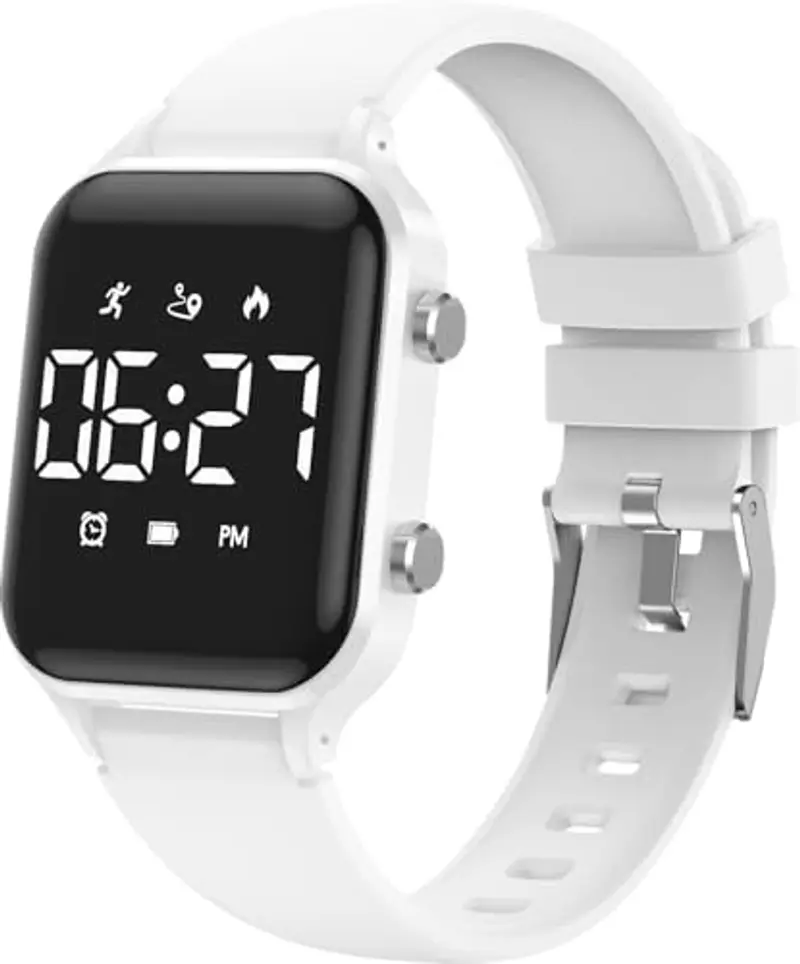 caprock Orologio digitale a LED per bambini, con contapassi, impermeabile fino a 50 atm, con calcolo della distanza/vibrazione, doppia