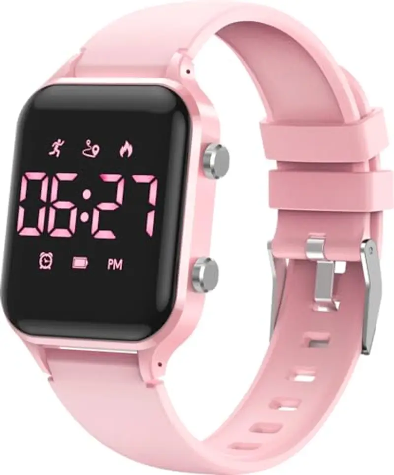 caprock Orologio digitale a LED per bambini, con contapassi, impermeabile fino a 50 atm, con calcolo della distanza/vibrazione, doppia