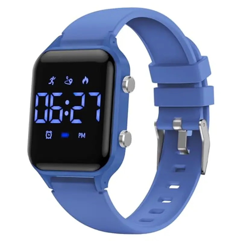 caprock Orologio digitale a LED per bambini, con contapassi, impermeabile fino a 50 atm, con calcolo della distanza/vibrazione, doppia