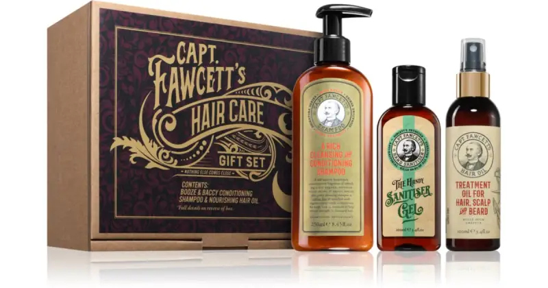 Captain fawcett Booze & Baccy Shampoo & Hair Oil Gift Set confezione regalo per uomo