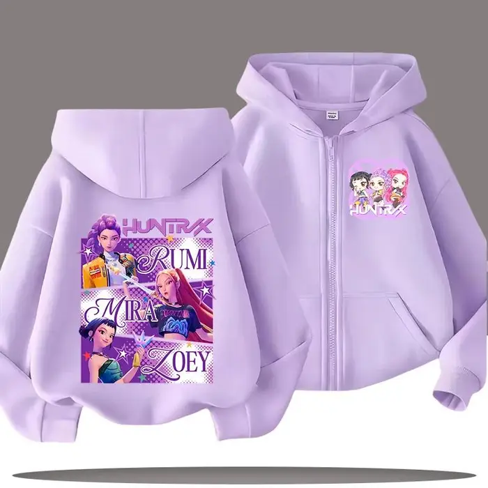 Car Ac Felpe divertenti con zip Kpop Demon Hunters Felpa con cappuccio Vestiti per bambini Bambina Bambino Felpa con zip Felpa con