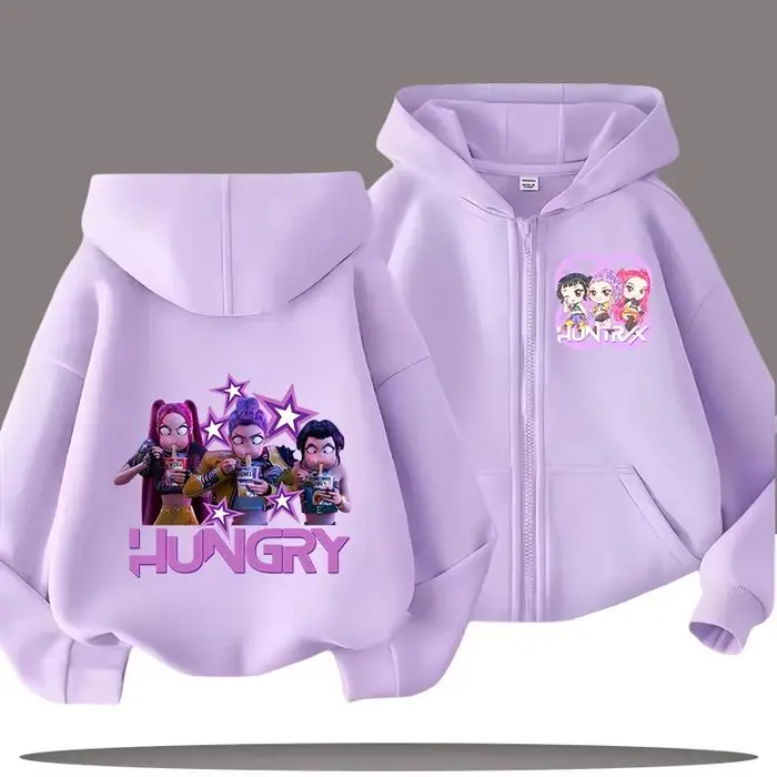Car Ac Felpe divertenti con zip Kpop Demon Hunters Felpa con cappuccio Vestiti per bambini Bambina Bambino Felpa con zip Felpa con miniatura 4
