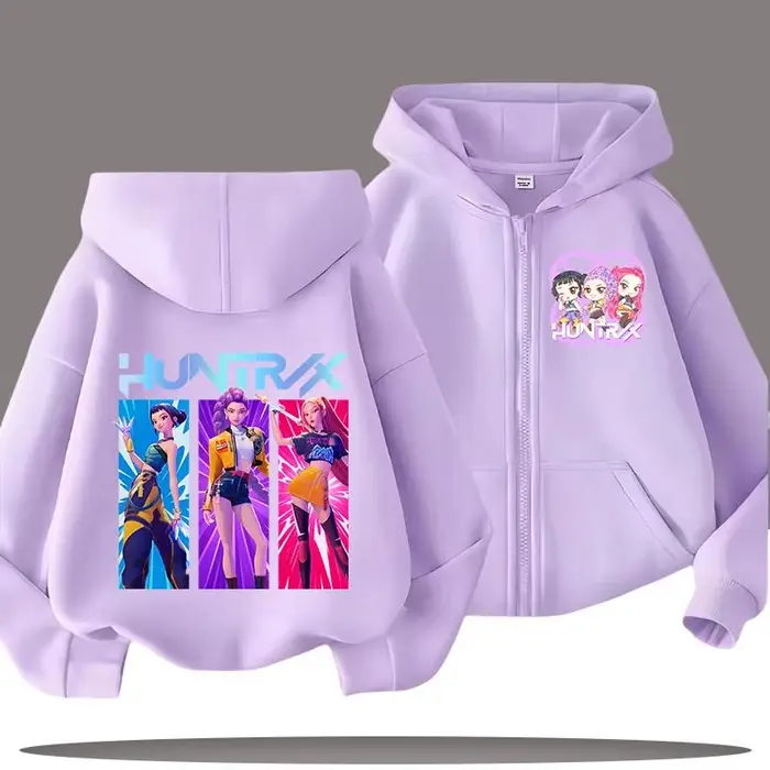 Car Ac Felpe divertenti con zip Kpop Demon Hunters Felpa con cappuccio Vestiti per bambini Bambina Bambino Felpa con zip Felpa con miniatura 5