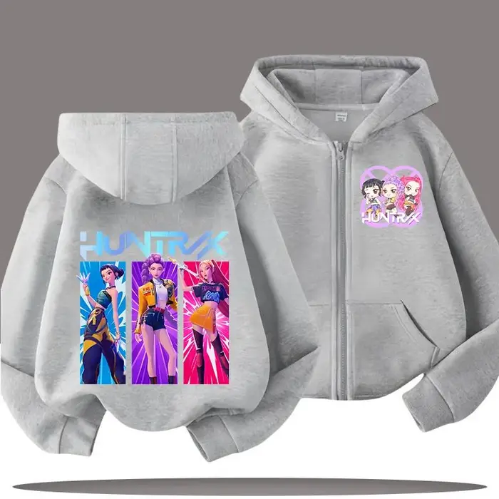 Car Ac Felpe divertenti con zip Kpop Demon Hunters Felpa con cappuccio Vestiti per bambini Bambina Bambino Felpa con zip Felpa con