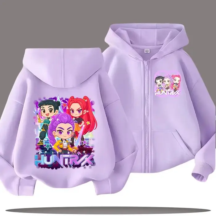 Car Ac Felpe divertenti con zip Kpop Demon Hunters Felpa con cappuccio Vestiti per bambini Bambina Bambino Felpa con zip Felpa con
