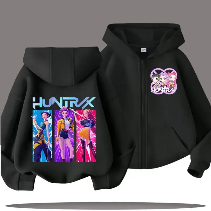 Car Ac Felpe divertenti con zip Kpop Demon Hunters Felpa con cappuccio Vestiti per bambini Bambina Bambino Felpa con zip Felpa con