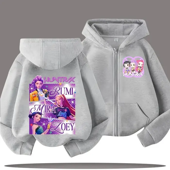 Car Ac Felpe divertenti con zip Kpop Demon Hunters Felpa con cappuccio Vestiti per bambini Bambina Bambino Felpa con zip Felpa con