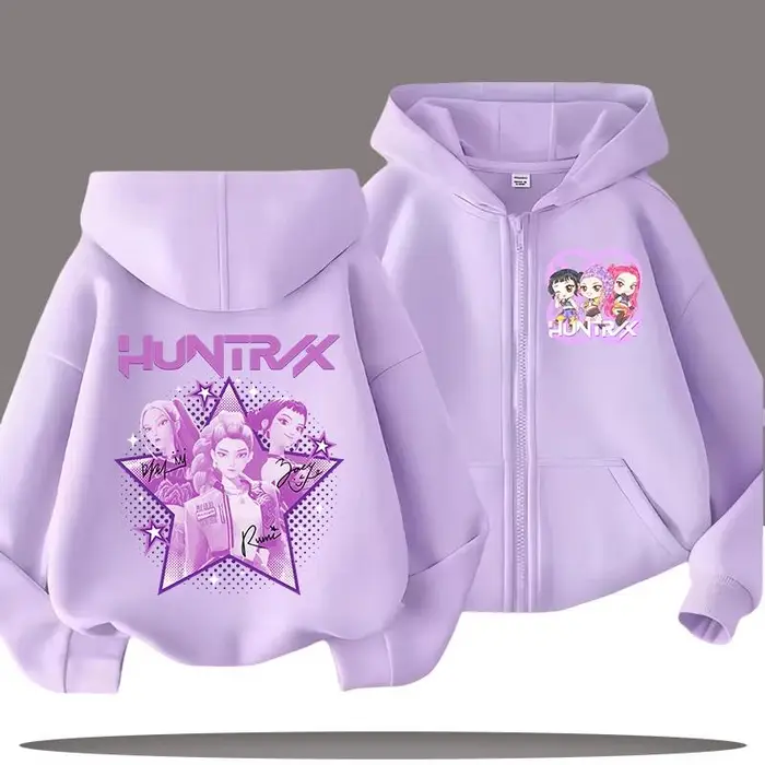 Car Ac Felpe divertenti con zip Kpop Demon Hunters Felpa con cappuccio Vestiti per bambini Bambina Bambino Felpa con zip Felpa con