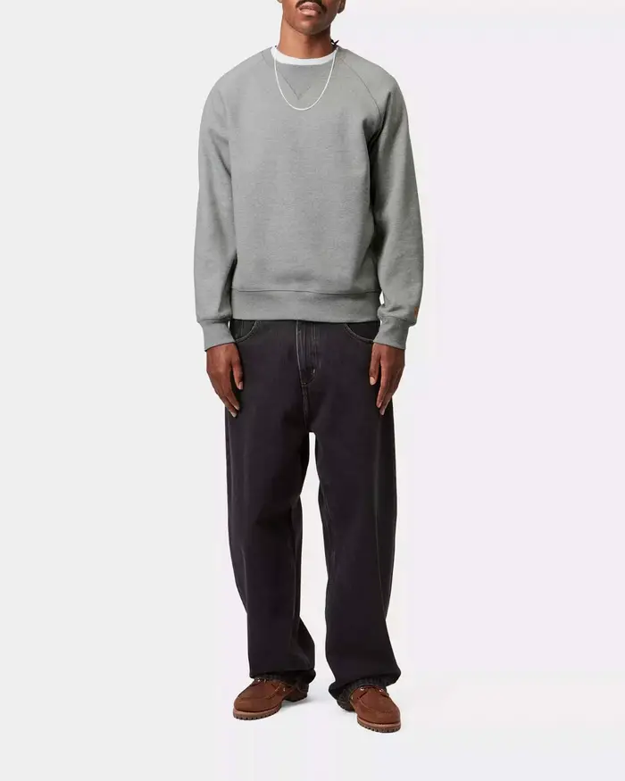 Felpa Carhartt Chase girocollo grigia con maniche raglan