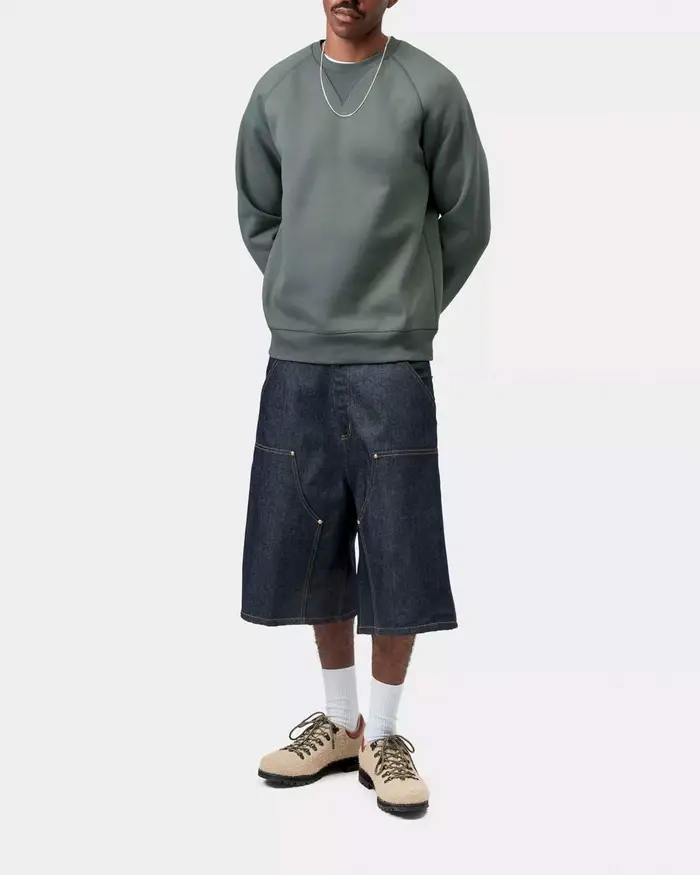Felpa Carhartt Chase girocollo verde salvia con maniche raglan