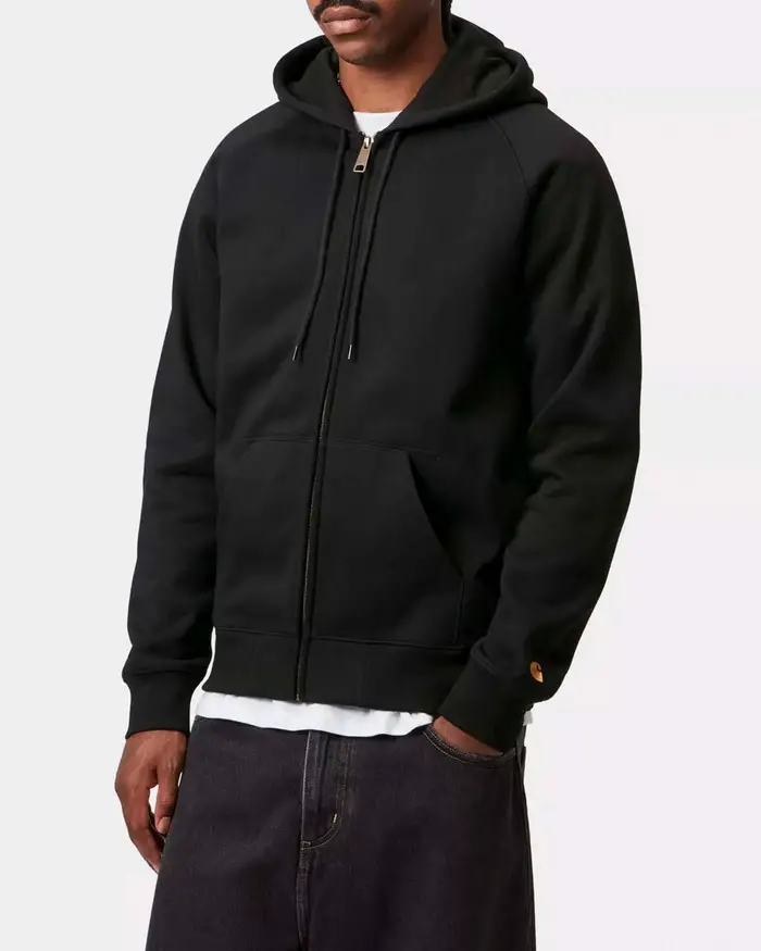Felpa Carhartt Chase Jacket nera con cappuccio e chiusura zip