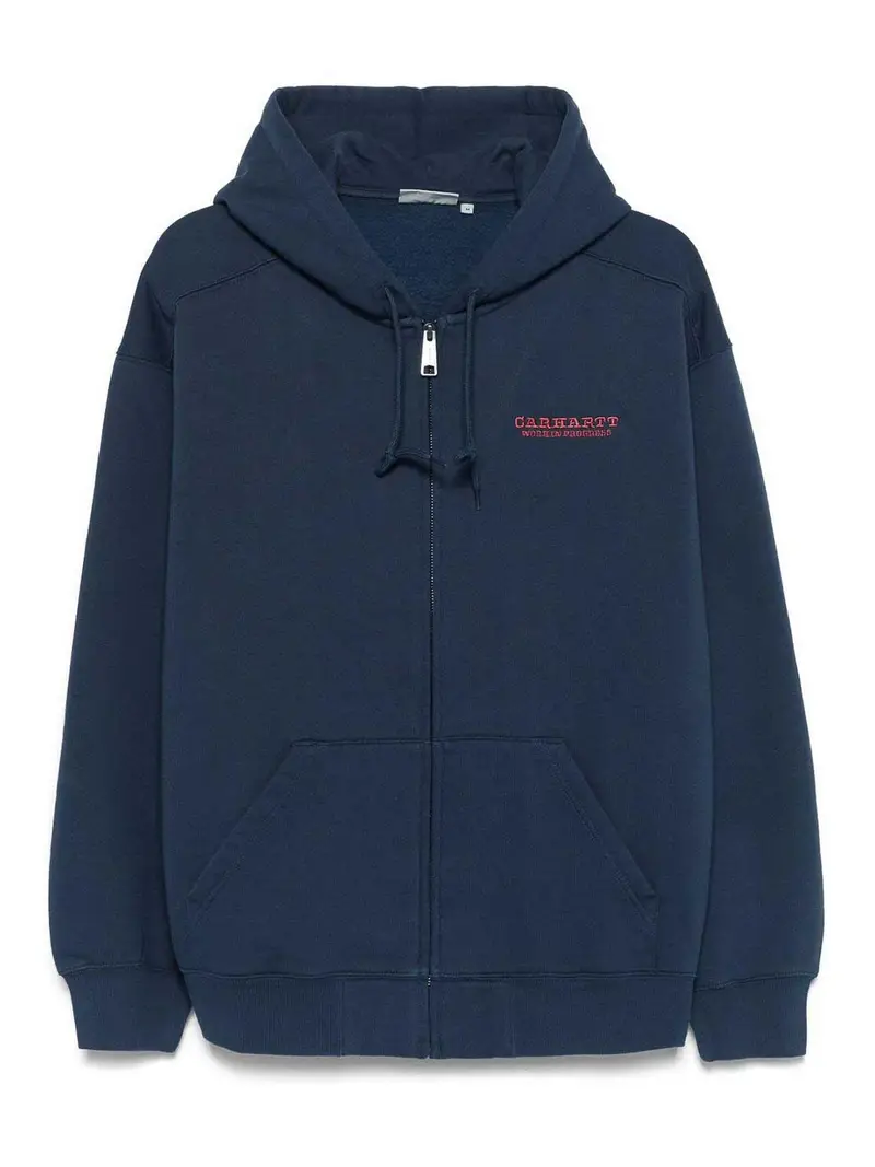 Carhartt Felpa con cappuccio e zip in cotone con logo Blu