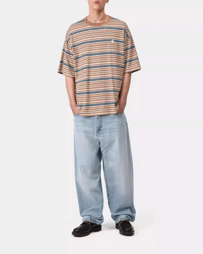 Jeans Landon Carhartt loose tapered fit lavaggio chiaro bleach in puro cotone