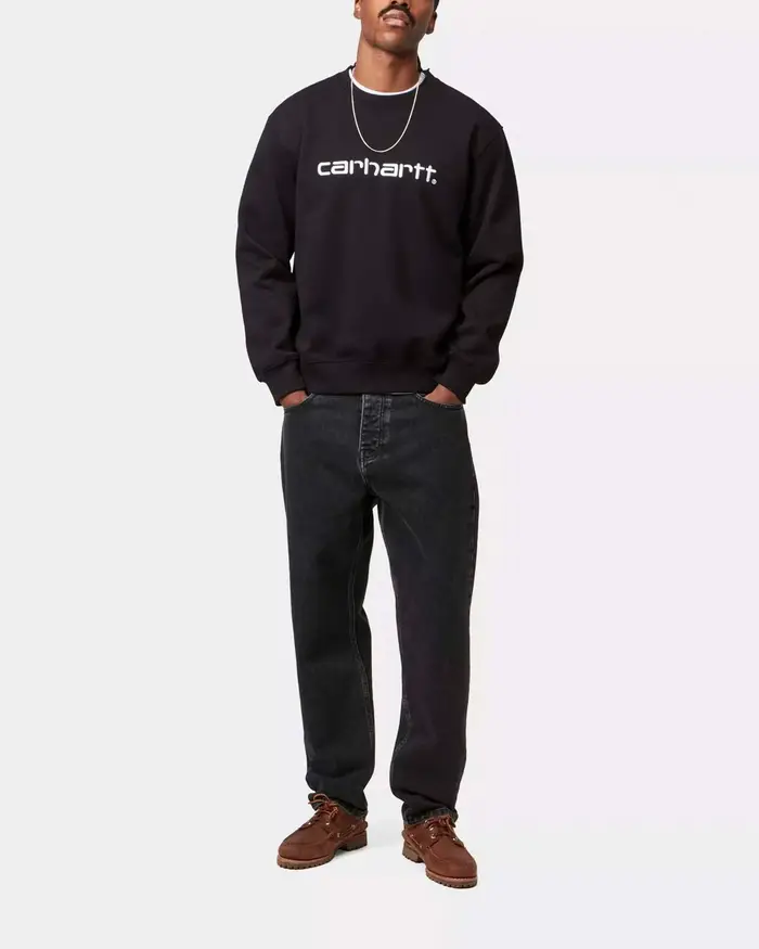 Jeans Newel Carhartt relaxed tapered fit lavaggio nero stone wash in puro cotone