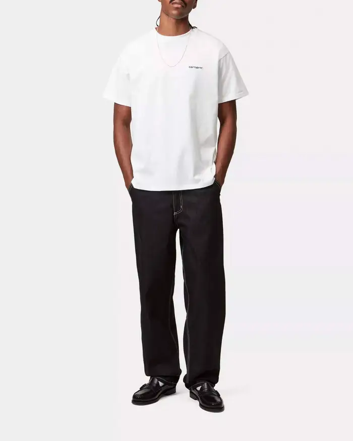 T-shirt bianca mezza manica Script Embroidery Carhartt loose-fit in leggero jersey di cotone