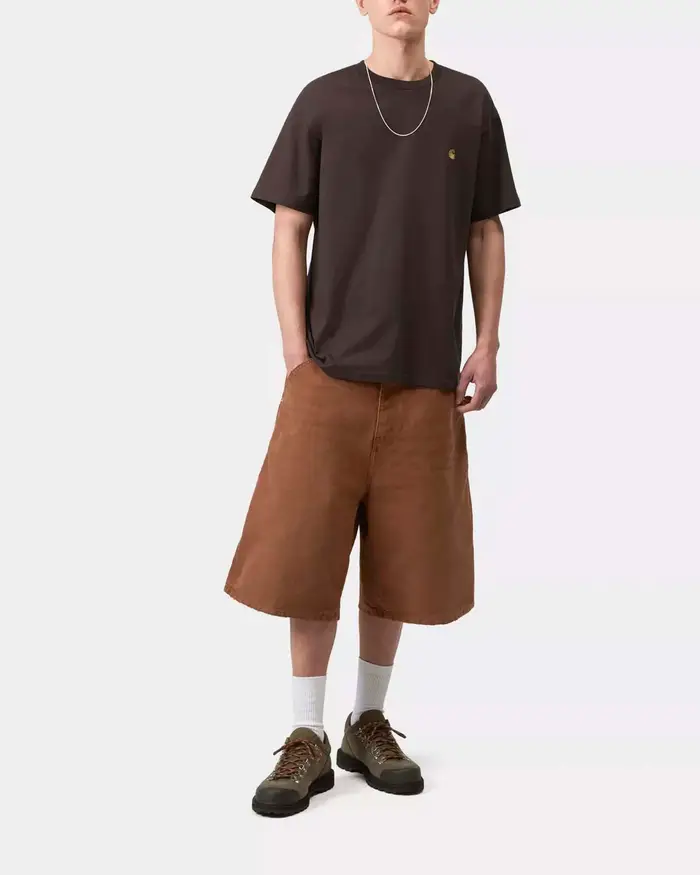 T-shirt marrone mezza manica Chase Carhartt loose-fit in puro cotone