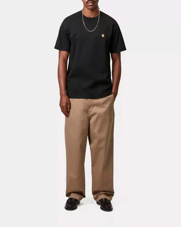 T-shirt nera mezza manica Chase Carhartt loose-fit in puro cotone