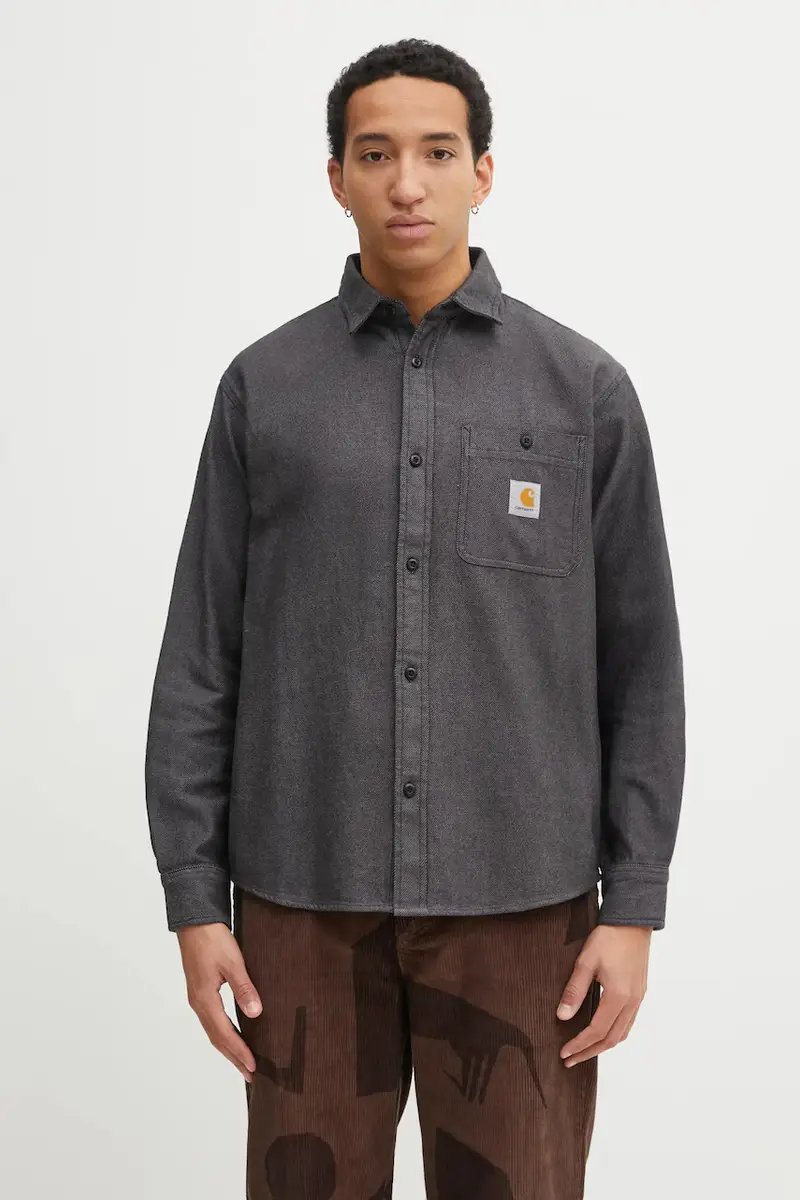 Carhartt WIP camicia in cotone S Lucas uomo colore nero I035335.K02XX