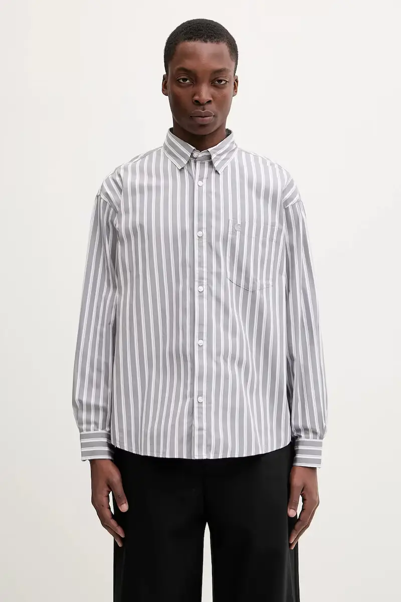 Carhartt WIP camicia in cotone S Malden uomo colore grigio I035334.3CXXX