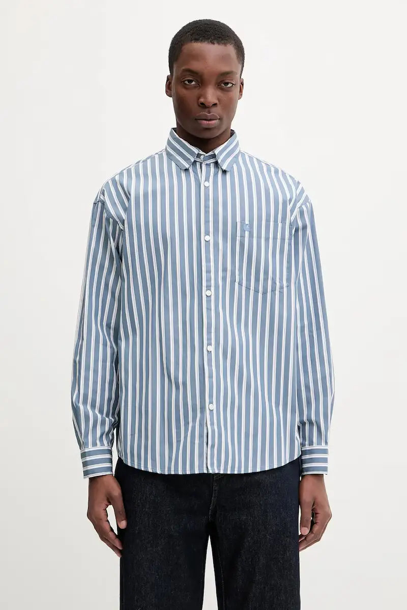 Carhartt WIP camicia in cotone S Malden uomo colore grigio I035334.3CYXX