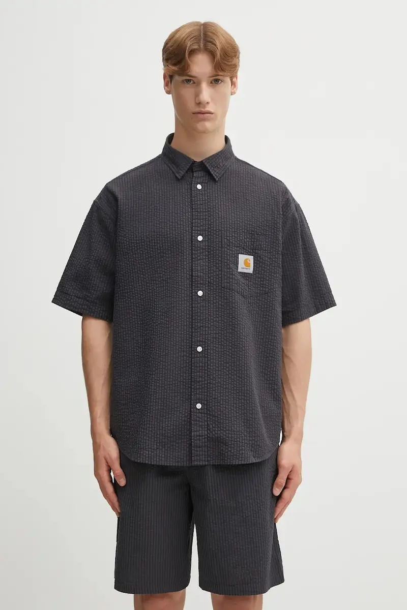 Carhartt WIP camicia in cotone S/S Toland uomo colore nero I035151.31RXX
