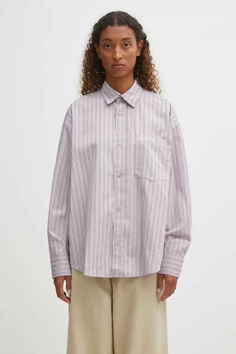 Carhartt WIP camicia in cotone W' Grimsby donna colore violetto I035134.32WXX