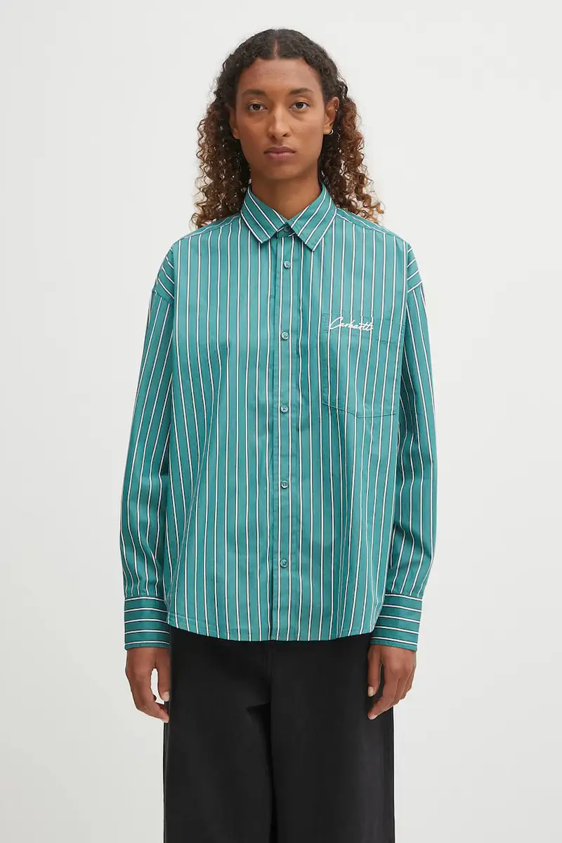 Carhartt WIP camicia in cotone W' S Grimsby donna colore verde I035134.30MXX