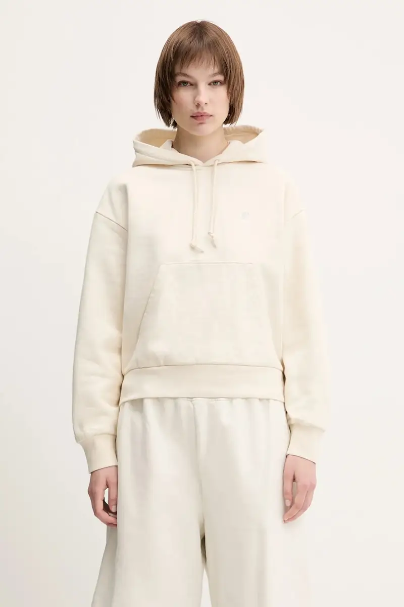 Carhartt WIP felpa Hooded Casey Sweatshirt donna colore beige con cappuccio I032644
