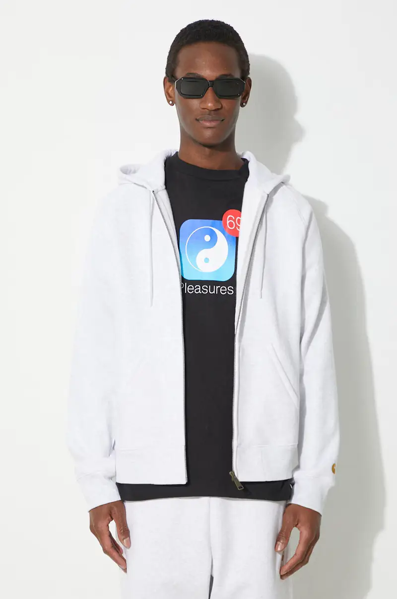 Carhartt WIP felpa Hooded Chase Jacket uomo colore grigio con cappuccio I033664.00JXX