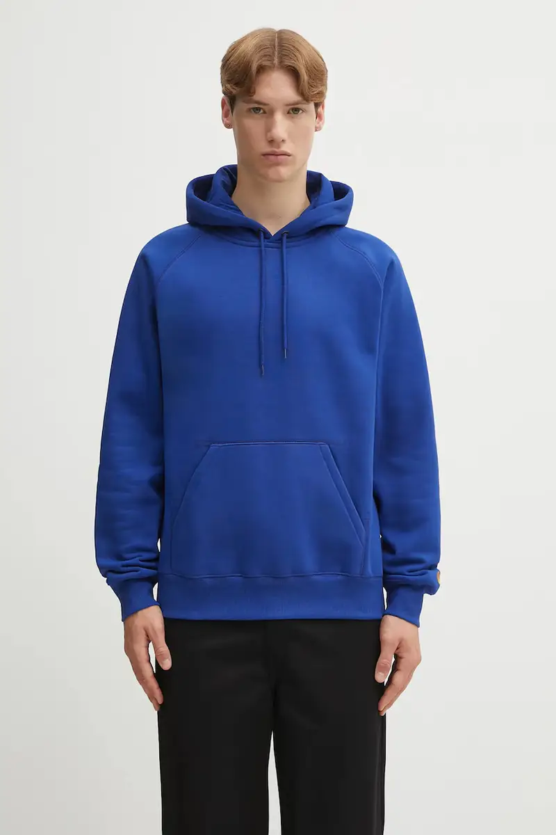 Carhartt WIP felpa Hooded Chase uomo colore blu con cappuccio I033661.30XXX