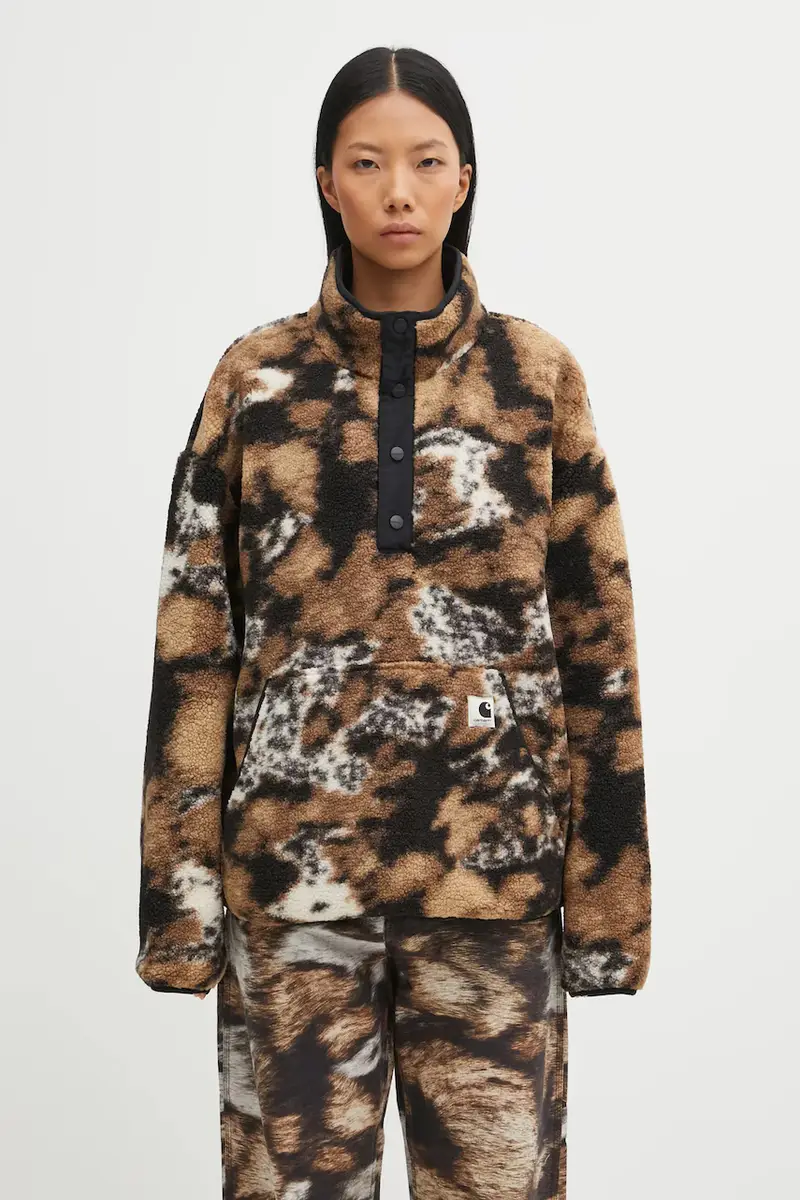 Carhartt WIP felpa in pile W' Elliot High Neck Liner donna colore marrone I032241.3BNXX