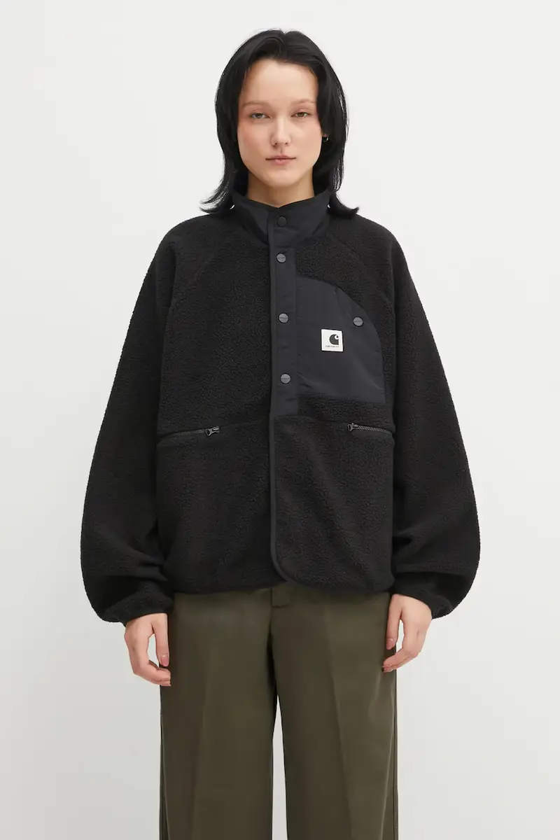 Carhartt WIP felpa in pile W' Flynn Fleece Jacket donna colore nero I035460.00EXX