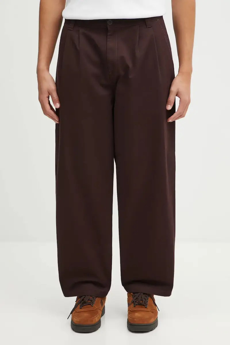 Carhartt WIP pantaloni in cotone Merrick Pant uomo colore marrone I033759.33H06