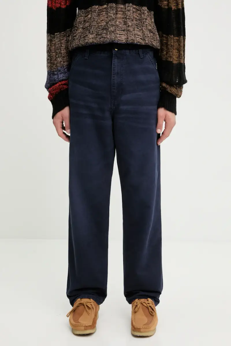 Carhartt WIP pantaloni in cotone Simple Pant uomo colore blu navy I035643.1C4O