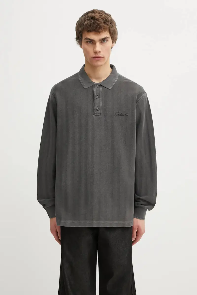 Carhartt WIP top a maniche lunghe in cotone S Morrison Rugby Shirt colore grigio I034568.89PG