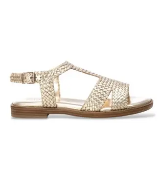 per donna 16219902-ORO Sandalo di Pelle 162199 dorato (40), Basso, Fibbia, Casual