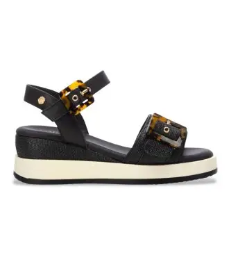 Carmela per donna 16222701-NEGRO Sandali 162227 neri, Nero, Tessuto, 5 a 8cm, Fibbia, Casual