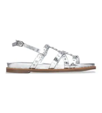 Carmela per donna 16239206-PLATA Sandali in pelle argentata 162392, Argento, Basso, Fibbia, Casual