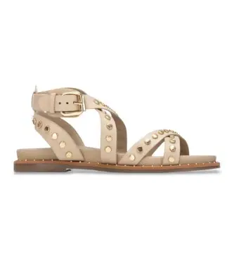per donna 16239305-HIELO Sandali in pelle 162393 beige (40), Basso, Fibbia, Casual Bianco