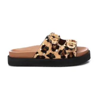 per donna 16240103-LEOPARDO Sandali in pelle 162401 marrone (41), 1 a 3 cm, Nessuno, Casual, Animal Print