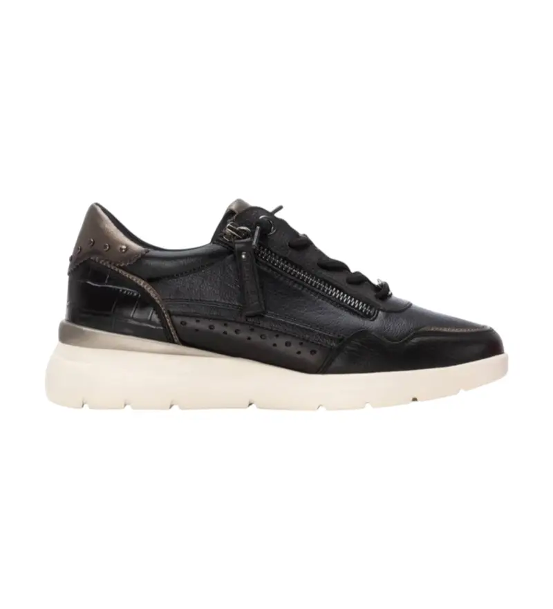 Carmela per donna. 16243001-NEGRO Sneakers in pelle 162430 nere, Nero, 3 a 5cm, Cerniera, Casual