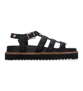 per donna 16303001-NEGRO Sandali in pelle 163030 neri (40), Nero, 1 a 3 cm, Fibbia, Casual Naturale