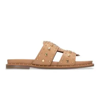 per donna 16320202-BEIGE Sandali in pelle beige 163202 (39), Basso, Nessuno, Casual Marrone