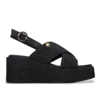 Carmela per donna 16323403-NEGRO Sandali 163234 neri, Nero, Tessuto, 5 a 8cm, Fibbia, Casual