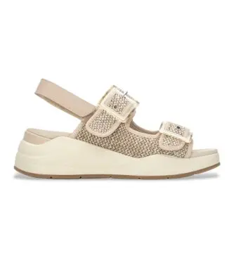 Carmela per donna 16326701-BEIGE Sandali beige 163267, Tessuto, 3 a 5cm, Fibbia, Casual Marrone