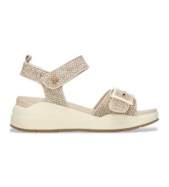 per donna 16326801-BEIGE Sandali beige 163268 (40), Tessuto, Basso, Velcro, Casual Marrone