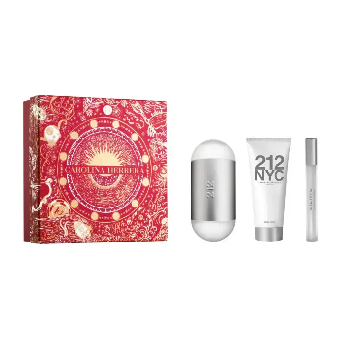 Carolina herrera 212 Nyc Eau De Toilette Spray 100ml Set 3 pezzi Christmas 2023
