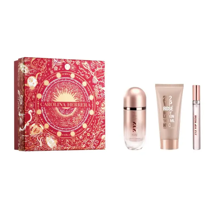 Carolina herrera 212 Vip Rose Eau De Perfume Spray 80ml Set 3 Pezzi Christmas 2023