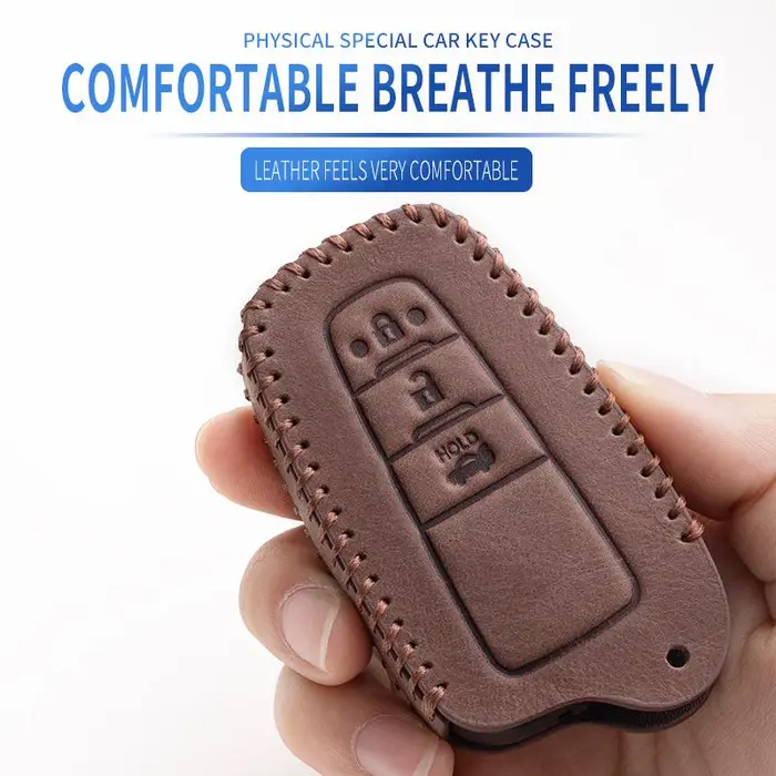 Custodia in pelle per chiave a distanza per auto Custodia completa per Toyota Auris Corolla Reiz Avensis Verso Yaris Aygo Rav4 Scion TC IM Borsette Supporto Fob D stytle Brown miniatura 3